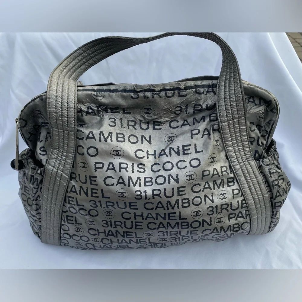 CHANEL Rue Cambon Silver/Black Bowler Bag (12580801) w/COA 🖤Host Pick🖤